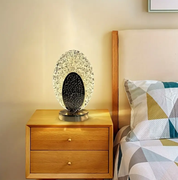 Påfugle Bordlampe med Guldbase og Krystal-lignende Lys