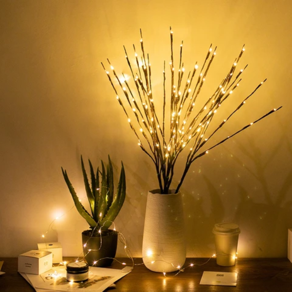 Naturinspireret Gren Bordlampe med LED Belysning