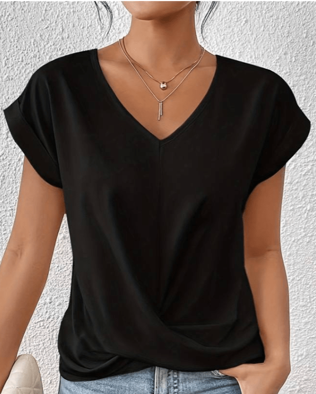 Jade | Kvinders V-Hals Twist Front Kortærmet Top