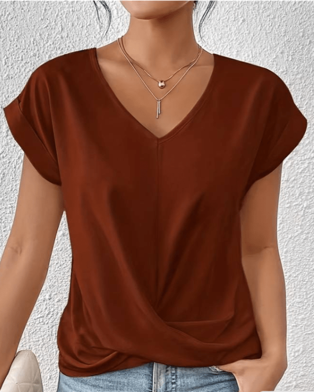Jade | Kvinders V-Hals Korte Ærmer Twist Front Top