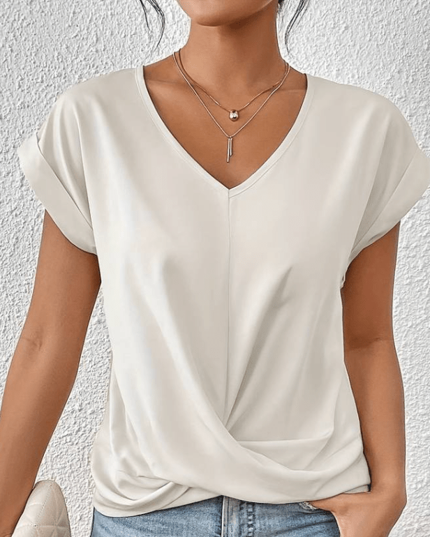 Jade | Kvinders V-Hals Twist Front Kortærmet Top