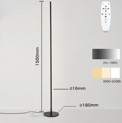 Minimalistisk LED Gulvlampe i Aluminium med Blød Belysning