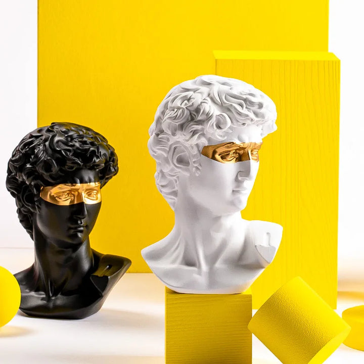 David Bust Skulptur i Hvid Gips med Religiøst Tema