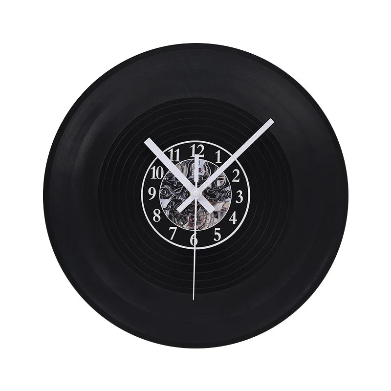 Vintage Vinyl Plade Vægur i Plast med Stille Drift