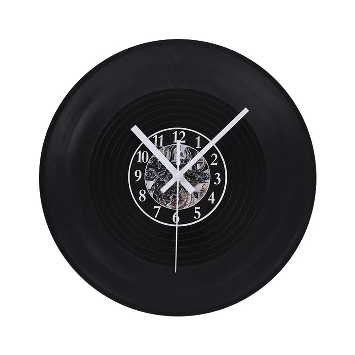 Vintage Vinyl Plade Vægur i Plast med Stille Drift
