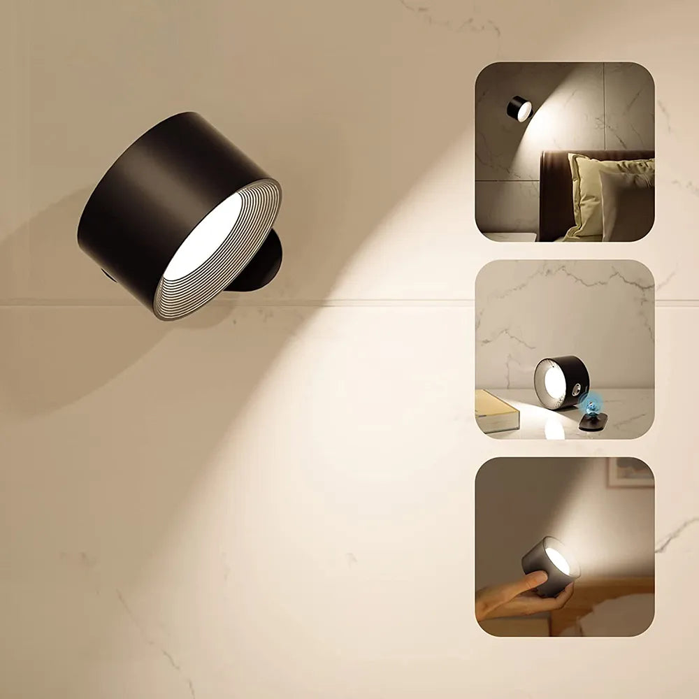 Trådløs Genopladelig Væglampe med 360° Rotation og Dæmpning