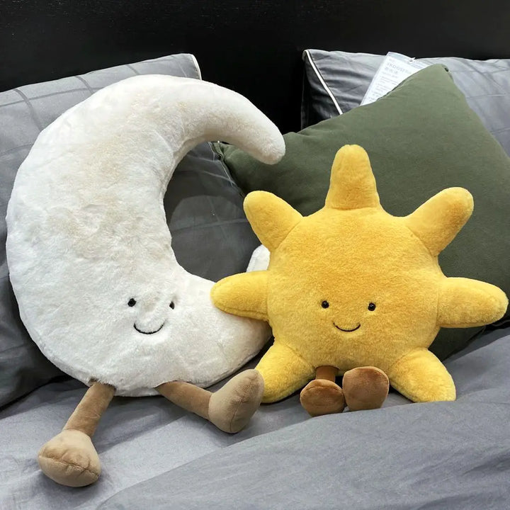 Måneskin og Stjerneskær Plys Puder med Fluffy Design