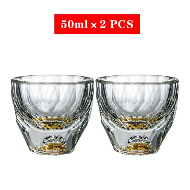 Blyfrit Krystal Whiskey Glas med 24K Guldblad Finish