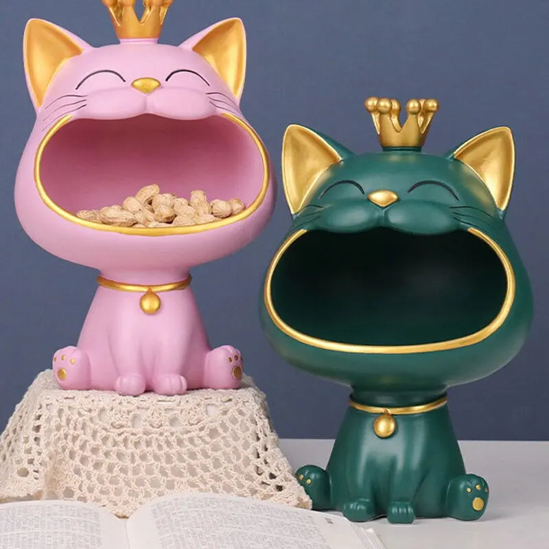 Lucky Cat Nøgleholder i Resin med Skridsikker Base