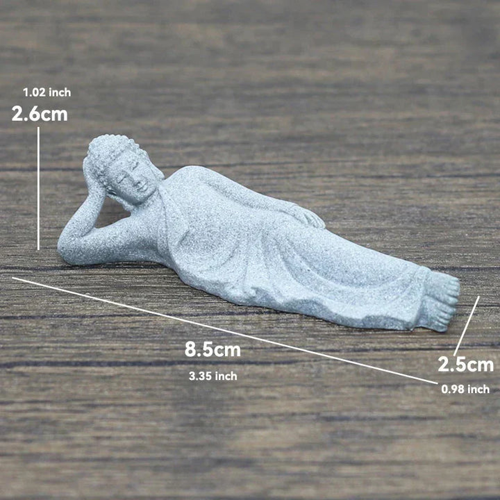 Lille Buddha Statue i Sandsten til Meditation og Zen Have