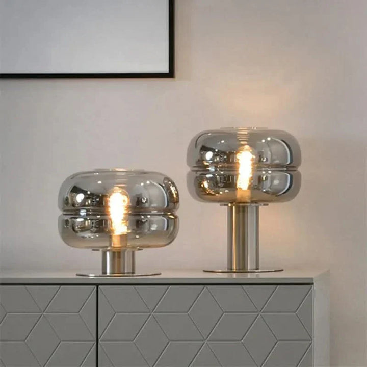 Skandinavisk Glas Bordlampe i Klar, Røggrå eller Cognac