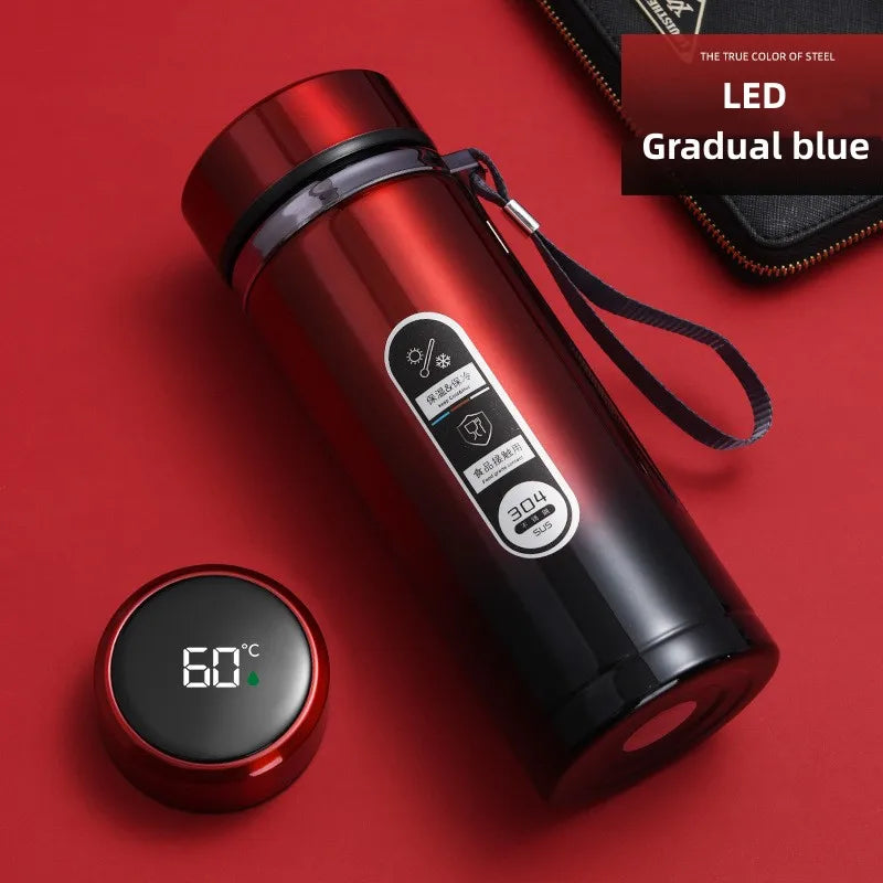Rustfrit Stål Termoflaske med LED Temperaturdisplay, 500-1000 ml