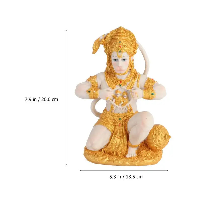 Elegant Resin Lord Hanuman Figurine i Guld