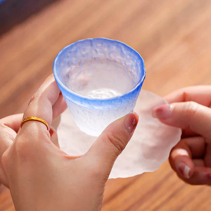 Ombre Blå Glas Sake Sæt med Karaffel og Kopper