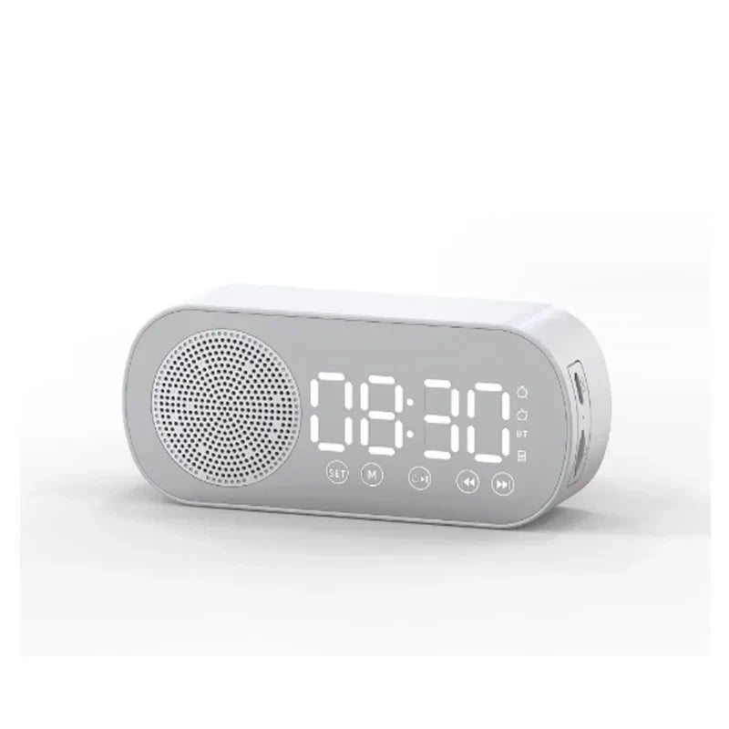 LED Spejl Vækkeur med Bluetooth Højttaler og FM Radio