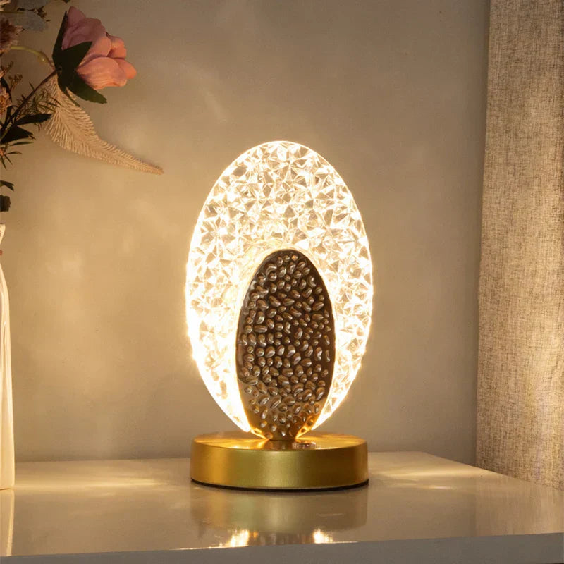 Dæmpbar Krystal Bordlampe med USB Opladning og Fjernbetjening