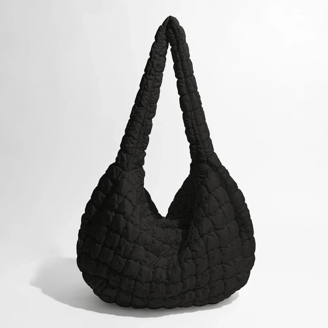 Rummelig X-Large Quilted Skuldertaske i Nylon