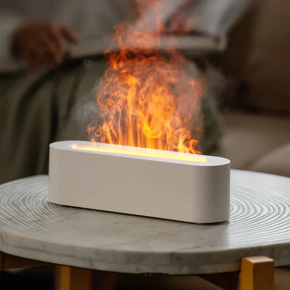 Elegant Luftfugter med Flammeeffekt og Aroma Diffuser