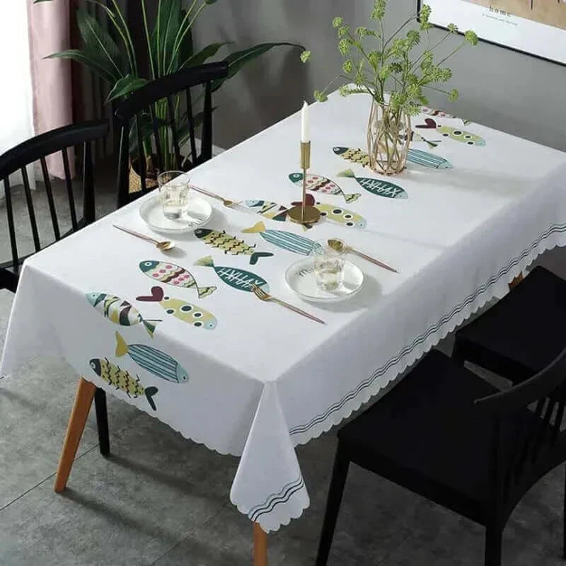 Rektangulær Pletbestandig Dækkeserviet med Akvatisk Design