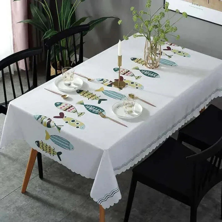 Rektangulær Pletbestandig Dækkeserviet med Akvatisk Design