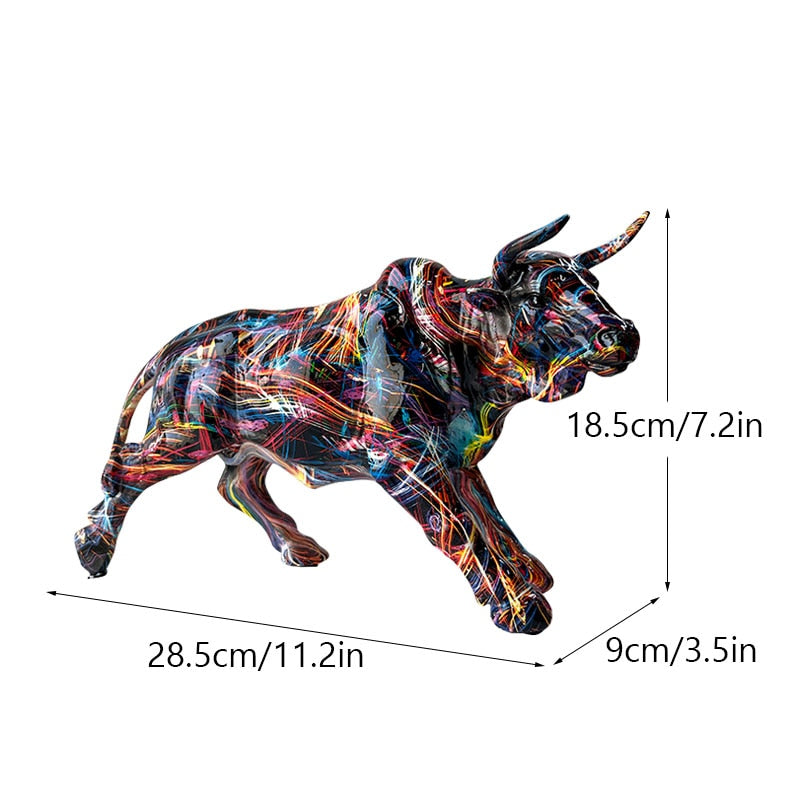 Farverig Graffiti Tyr Statue i Resin