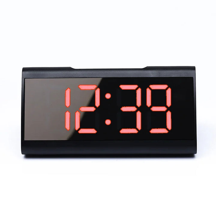 Buet LED Vækkeur med Snooze og Spejlfinish