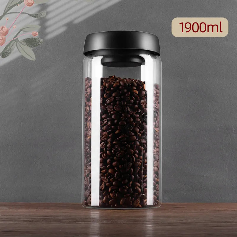 Lufttæt Vakuumforseglet Glasbeholder til Kaffe og Fødevarer