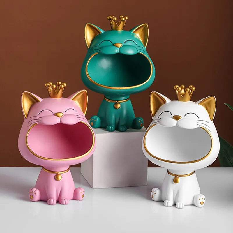 Lucky Cat Nøgleholder i Resin med Skridsikker Base