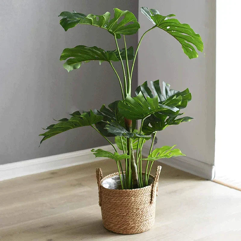 Håndlavet Ekstra Stor Strå Opbevaringskurv med Vintage Design