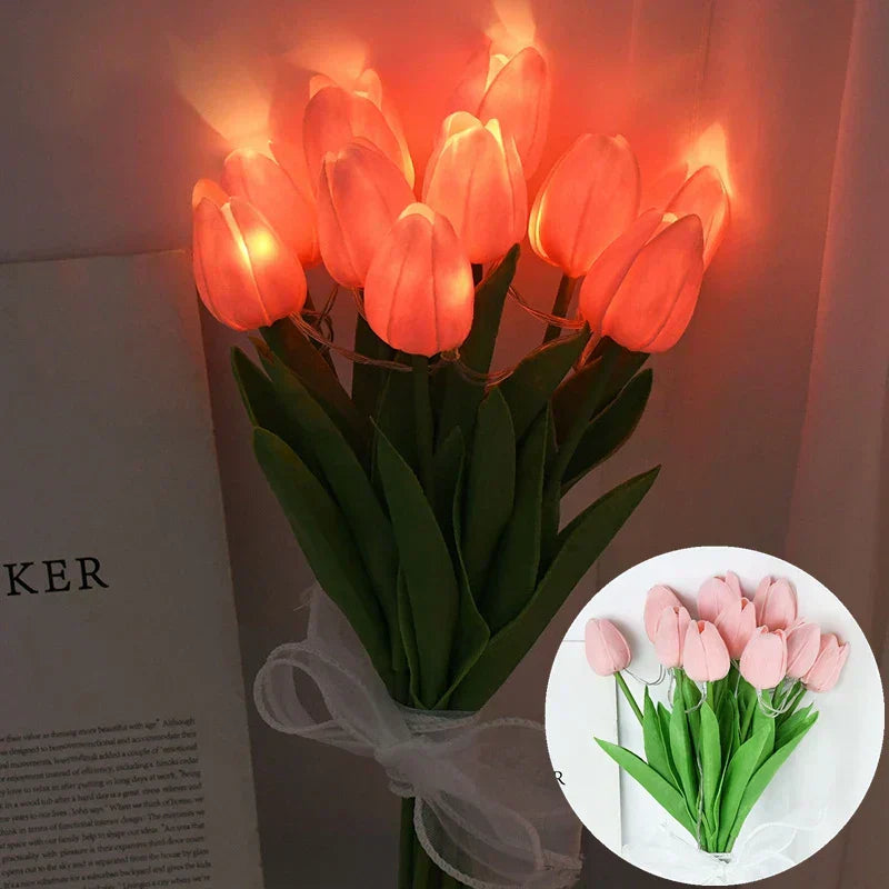 LED Faux Tulipan Bouquet Lampe til Bryllup og Hjemmedekoration