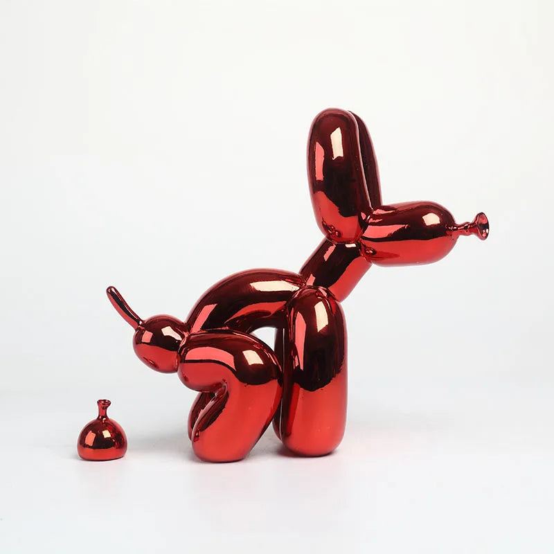 Minimalistisk Ballon Hund Ornament i Glansfuld Hvid
