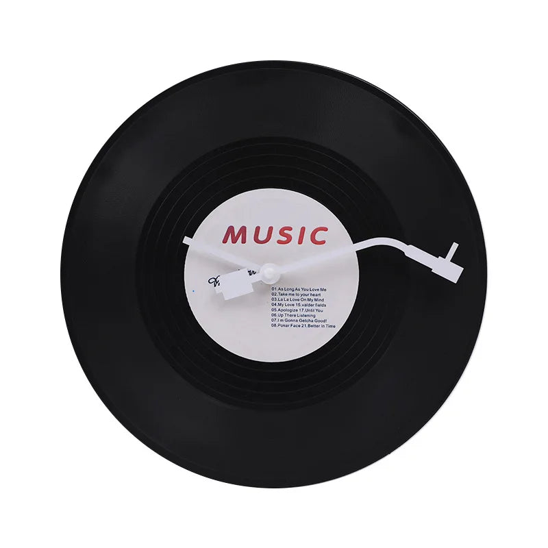 Vintage Vinyl Plade Vægur i Plast med Stille Drift