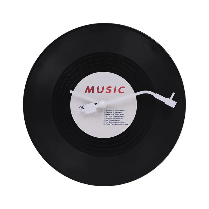 Vintage Vinyl Plade Vægur i Plast med Stille Drift