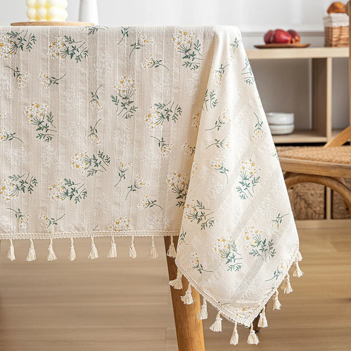 Farverig Blomsterdug i Bomuld - Rektangulær og Rund Form