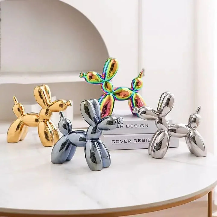 Mini Keramisk Ballonhund Skulptur i Livlige Farver