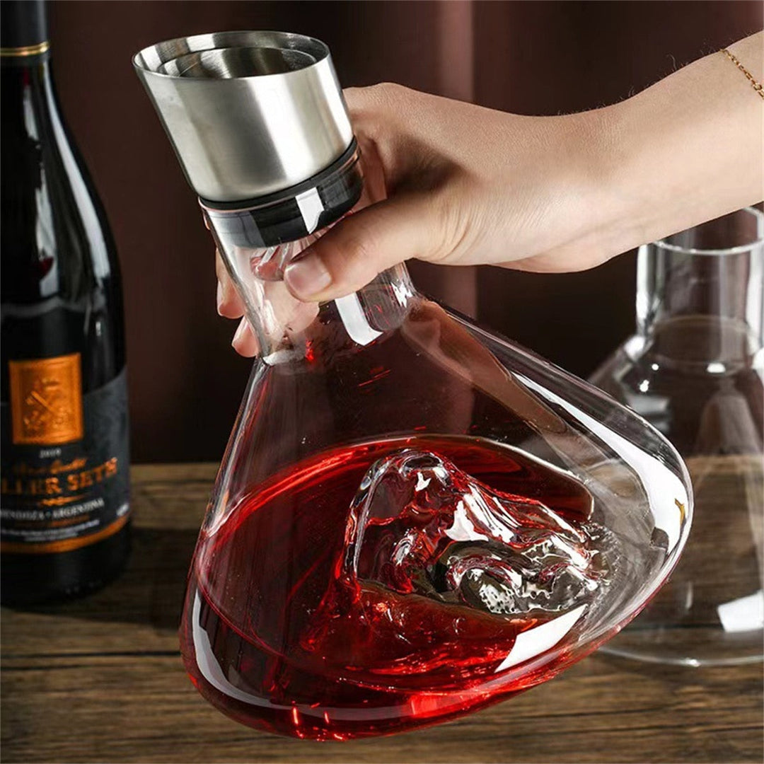 Elegant Krystal Vin Karaffel med Bjergdesign 1500 ml