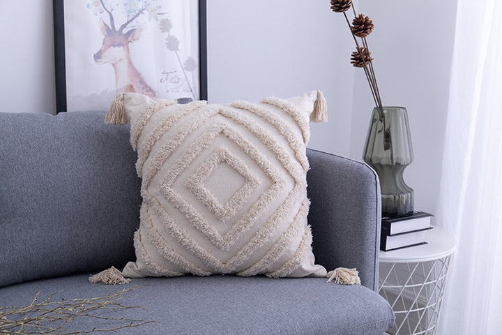 Boho Pude Covers med Frynser og Zigzag Mønster