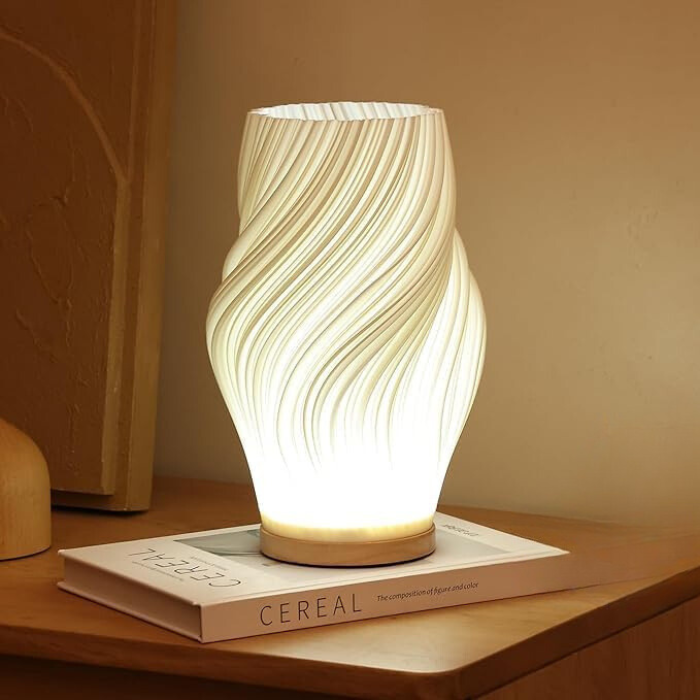 Moderne Swirl LED Bordlampe med Varm Hvid Belysning