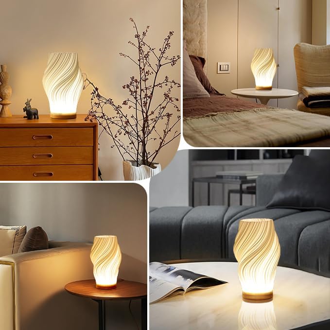 Moderne Swirl LED Bordlampe med Varm Hvid Belysning
