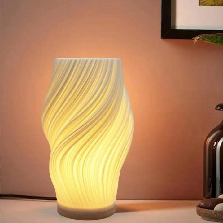 Moderne Swirl LED Bordlampe med Varm Hvid Belysning