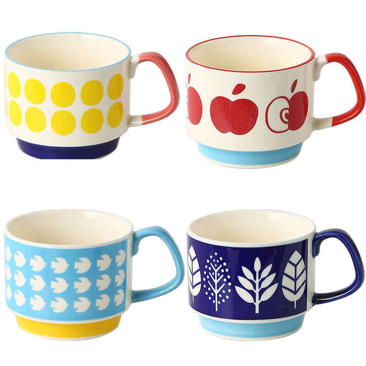 Retro Keramiske Kaffe Kopper med Mid-Century Modern Design – 8 Unikke Mønstre