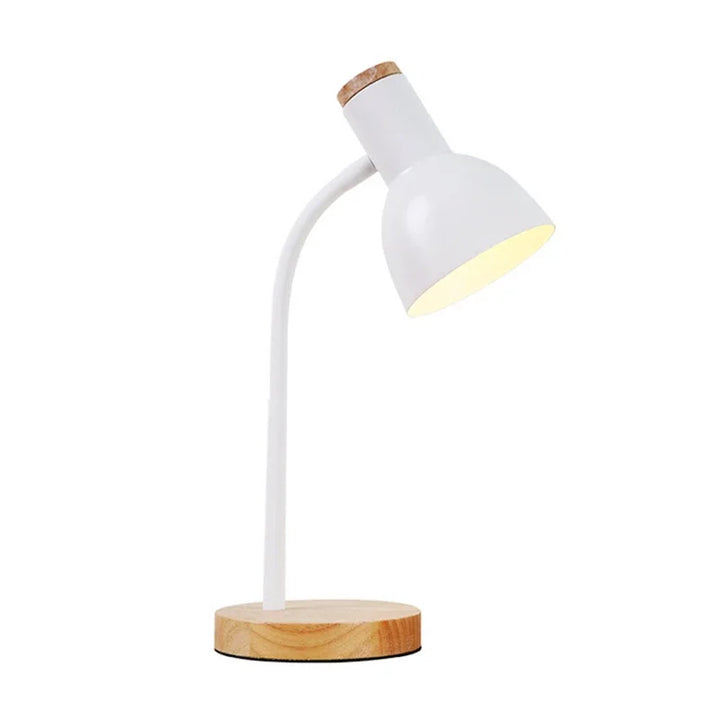 Skandinavisk Træ- og Jern LED Skrivebordslampe med Justerbar Belysning