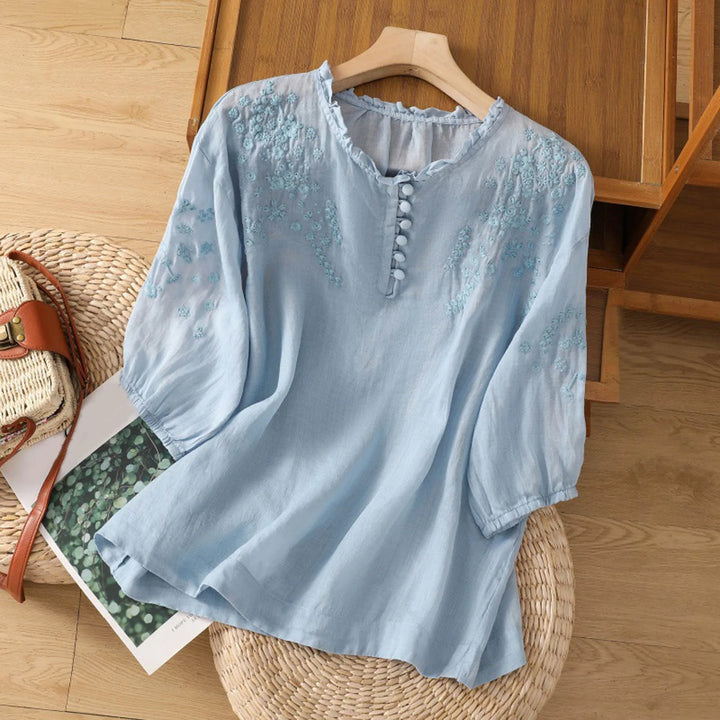 Suzanne™ | Blomstret Knap-Op Bluse