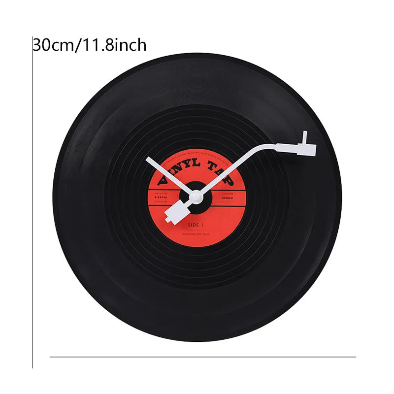 Vintage Vinyl Plade Vægur i Plast med Stille Drift