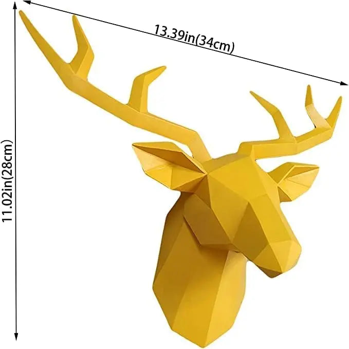 3D Geometrisk Hjortehoved Vægskulptur i Miljøvenlig Harpiks