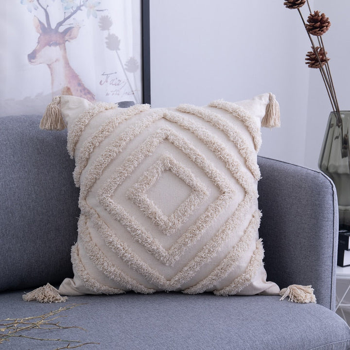 Boho Pude Covers med Frynser og Zigzag Mønster