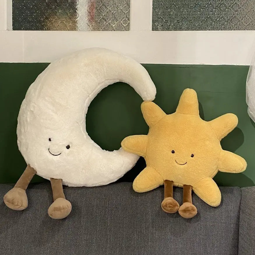 Måneskin og Stjerneskær Plys Puder med Fluffy Design