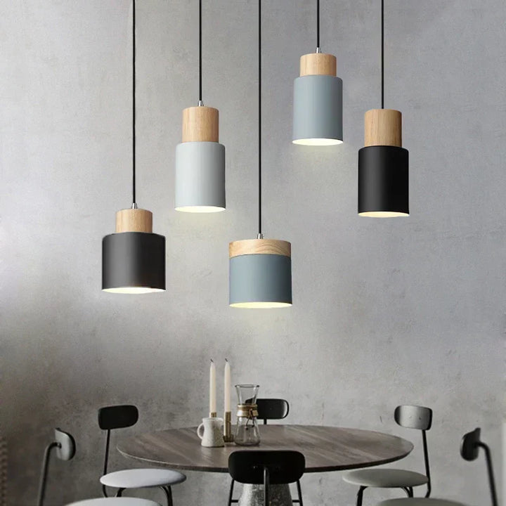 Moderne LED Pendellampe i Metal og Træ
