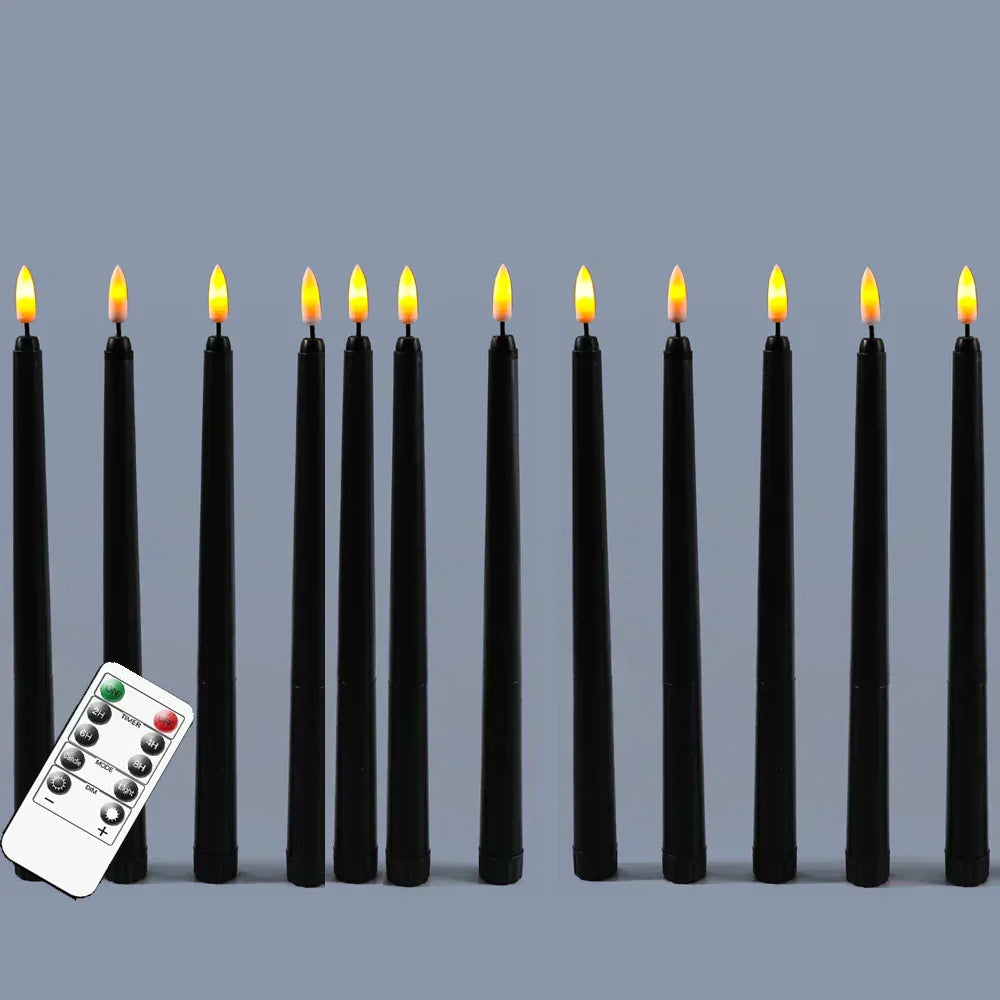 Sorte LED Lys uden Flamme med Fjernbetjening