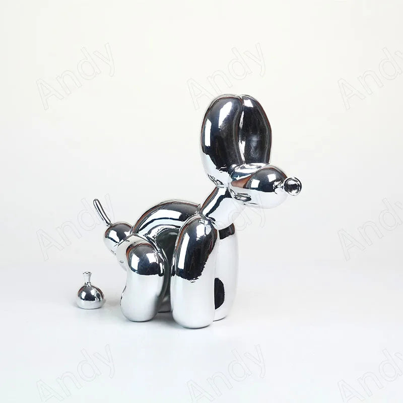 Minimalistisk Ballon Hund Ornament i Glansfuld Hvid